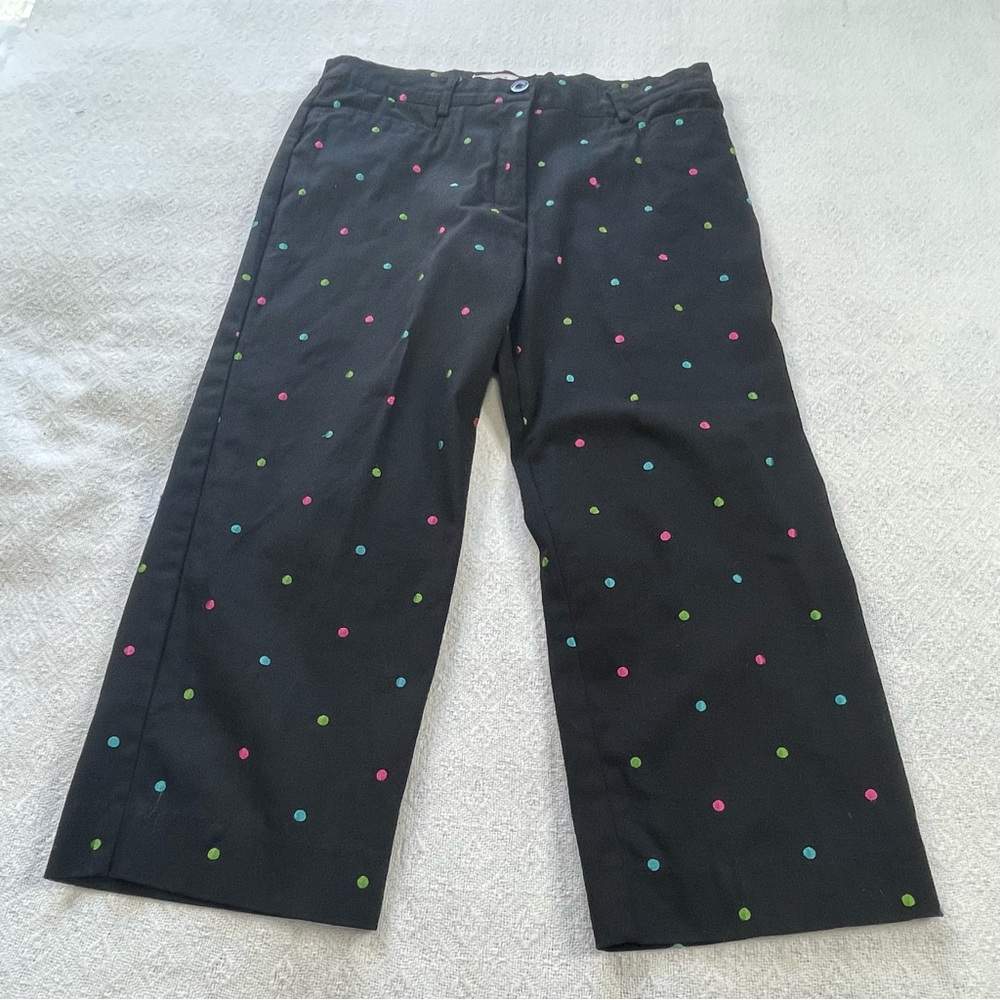 HBA ~ Polka Dot Cropped Pants - Black with Multicolor Dots~ Size 8 ~ Casual